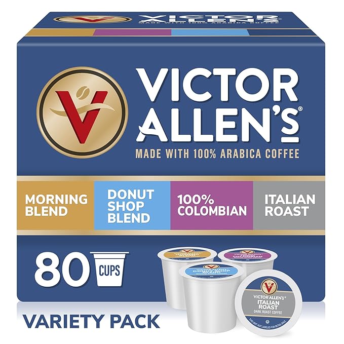 Victor Allen's Coffee Variety Pack (Morning Blend, 100% Colombian, Donut Shop Blend, and Italian