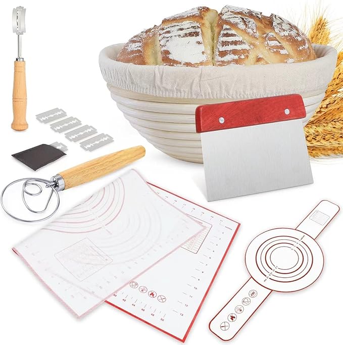 Wwyybfk Banneton Bread Proofing Basket, Sourdough Bread Baking Supplies, 9.8" Sourdough Proofing