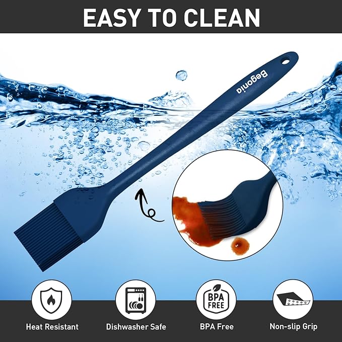 Pastry Brush-Begonia Silicone Basting Brush for Cooking,2pcs 10+8 in Heat Resistant Food Brushes