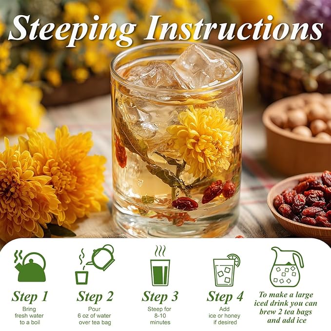 WT WEETEE Dandelion Wolfberry Tea, 10g * 20 Count Corn Firbe Tea Bags, Multiple Brewing, Made from