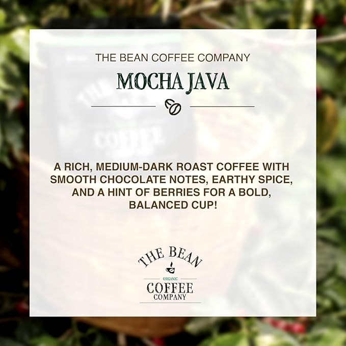 The Bean Organic Coffee Company Mocha Java, Medium Roast, Ground Coffee, 16-Ounce Bags (Pack of 2)