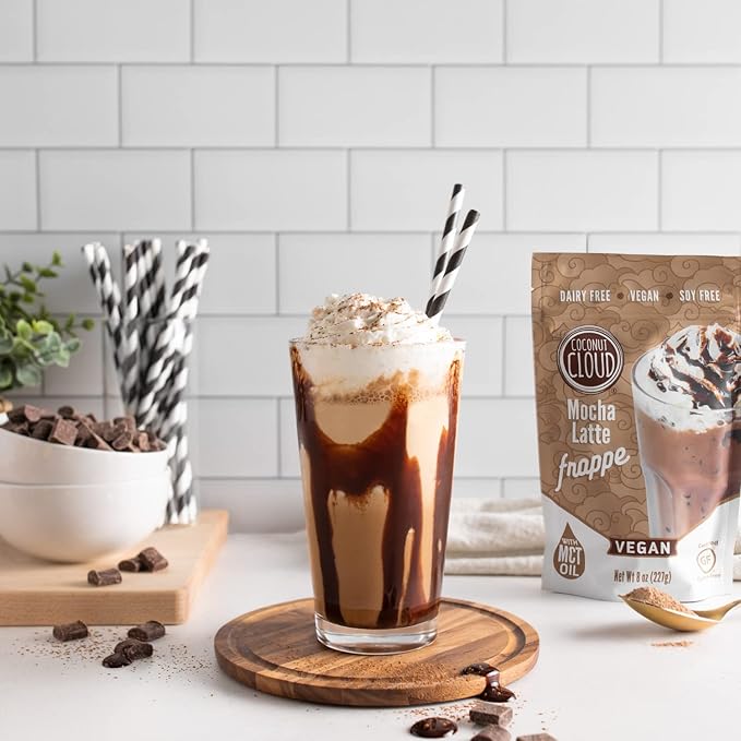 Coconut Cloud: Mocha Frappe Frozen Blended Iced Coffee Latte Mix | Instant: Add Ice + Favorite