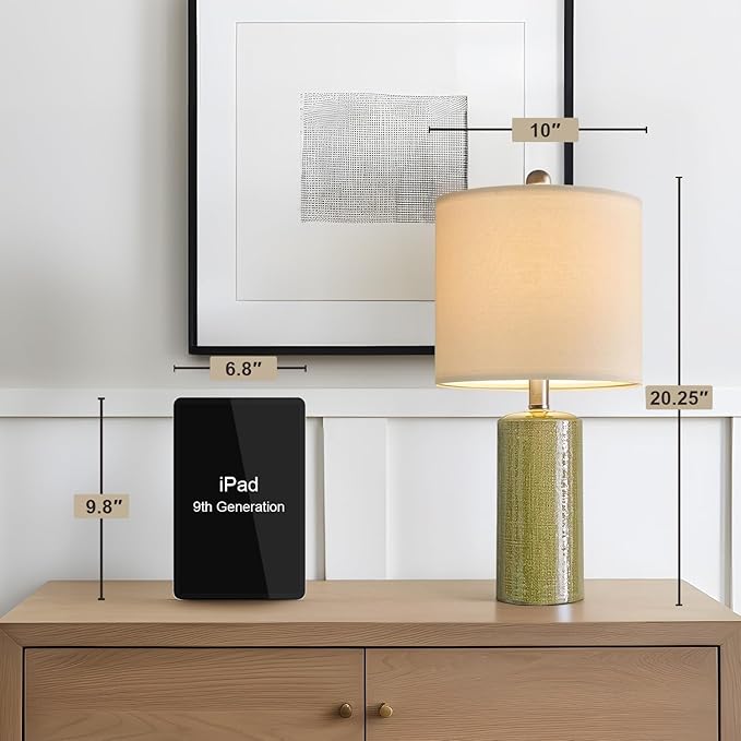 20.25" Small Single Table Lamp for Bedroom Modern Ceramic Nightstand Lamp Farmhouse Bedside Lamp