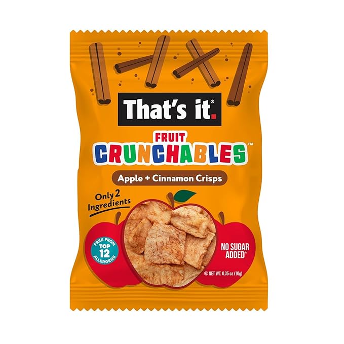 That?셲 it. Fruit Crunchables Apple + Cinnamon Crisps, 15-Pack ??100% Plant-Based Fruit Snacks for
