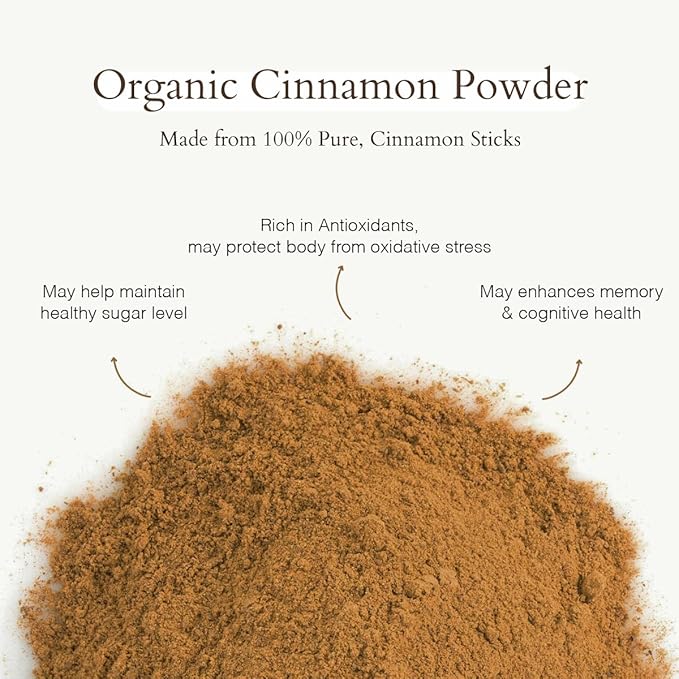 Geo-Fresh Organic Cinnamon Powder ??1.59 oz Glass Jar ??Cassia Cinnamon Powder Organic ??USDA