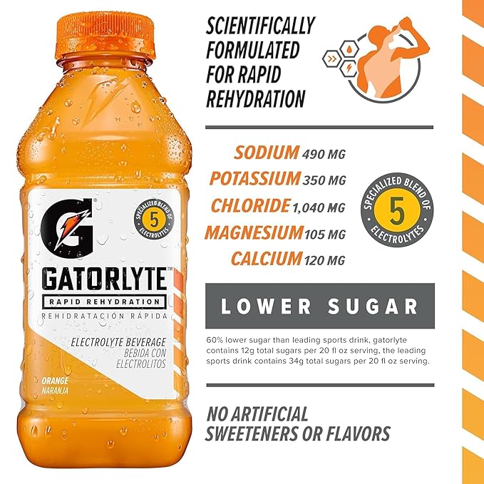 Gatorlyte Rapid Rehydration Electrolyte Drink, 3 Flavor Variety Pack, Specialized Blend of 5