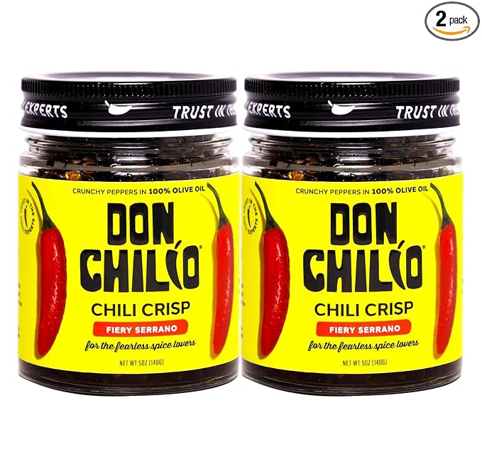 Don Chilio Medium Heat Serrano Mexican Chile Crisp, 5 oz, 2 Pack ??Crunchy Sliced Serrano Fried