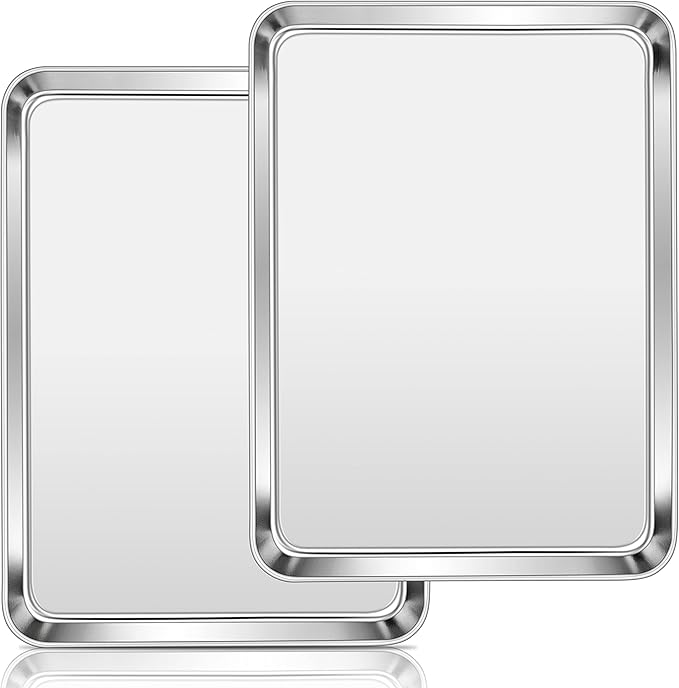 Homikit Baking Cookie Sheet Set of 2, Stainless Steel Cooking Sheets Pan Tray for Oven, 20 x 14