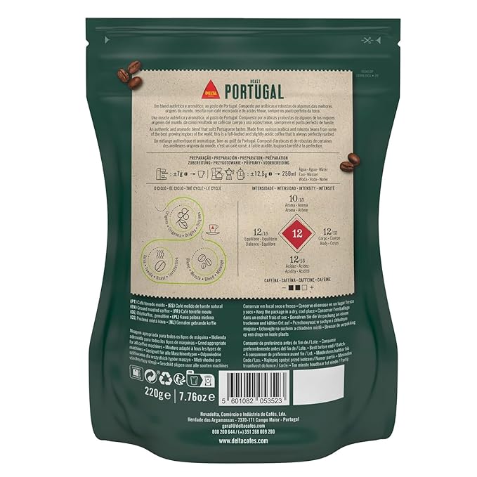Delta Cafés Portugal Ground Coffee, Smooth and Delicious Medium Roast Coffee, Espresso Machine