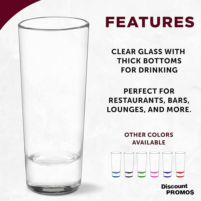 DISCOUNT PROMOS Cordial Shooter Shot Glasses 2 oz. Set of 10, Bulk Pack - Great for Birthdays
