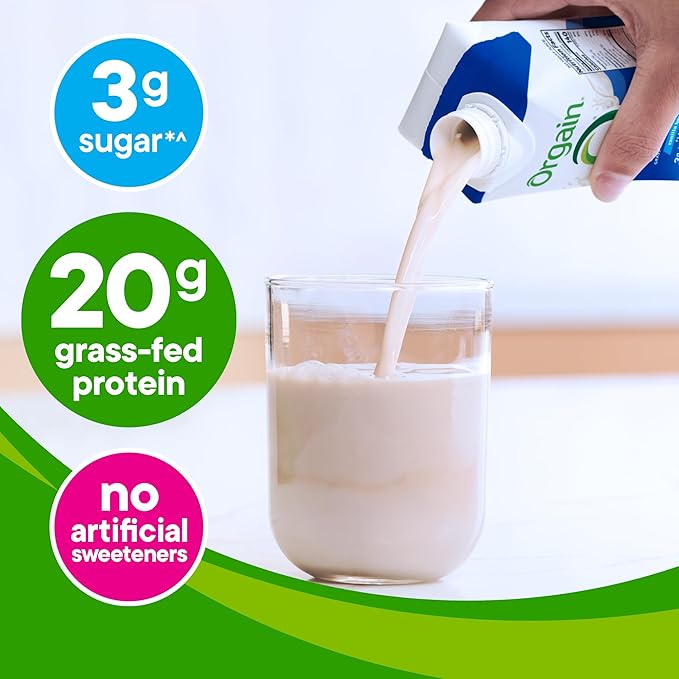 Orgain Clean Protein Shake, Grass Fed Dairy, Vanilla Bean - 20g Whey High Protein, Kosher, Ready to