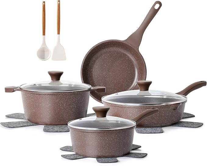 SENSARTE Nonstick Cookware Set 13-Piece, Healthy Pots and Pans Set Kitchen Cooking Set with