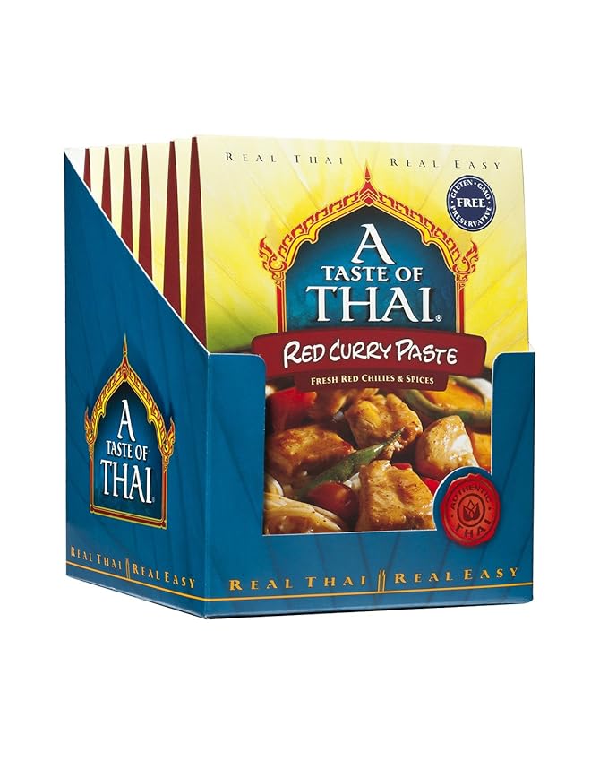 A Taste of Thai Red Curry Paste - 1.75 oz Pack of 6 Ready-to-Use Mix | Flavored with Classic Thai