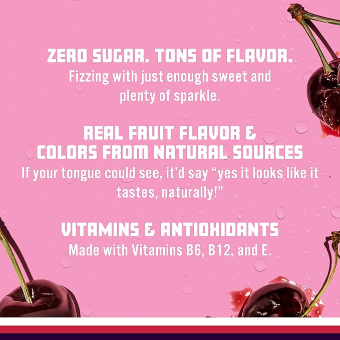 Sparkling Ice, Black Cherry Sparkling Water, Zero Sugar Flavored Water, with Vitamins and