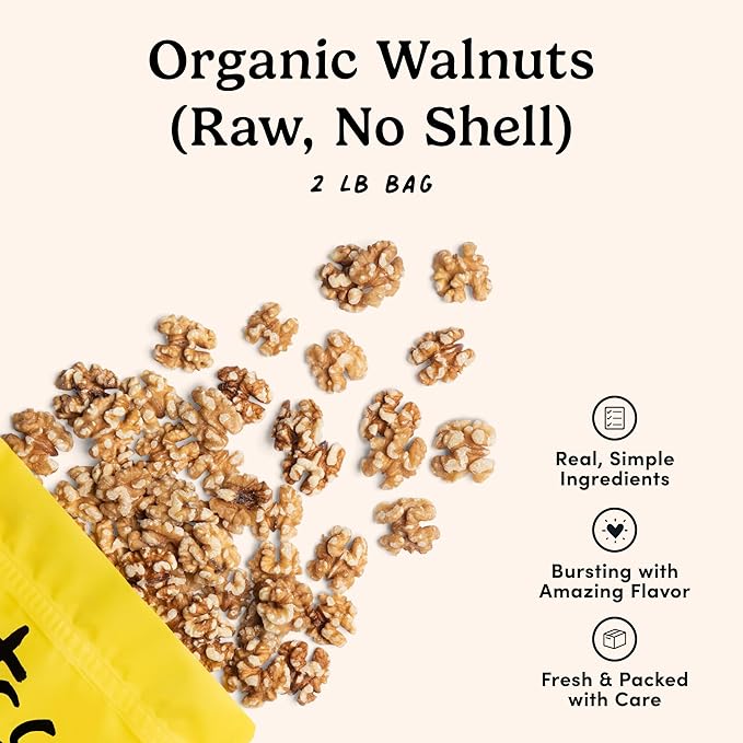 Nuts.com ??Organic Walnuts (Raw, No Shell) ??Healthy Snack for Adults & Kids, Nutty & Slightly