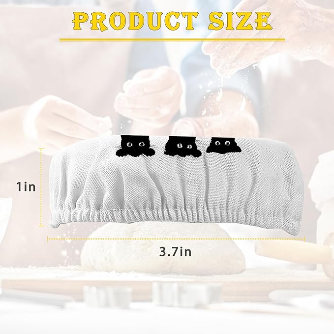 Sourdough Starter Cloth Covers Jars, Cute Black Cats Or Kombucha Kefir Fermentation Cheese Fabric
