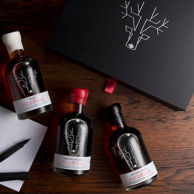 Escuminac, Canadian Maple Syrup Gift Set, 3 Harvests Included From Delicate to Strong Taste. 100%