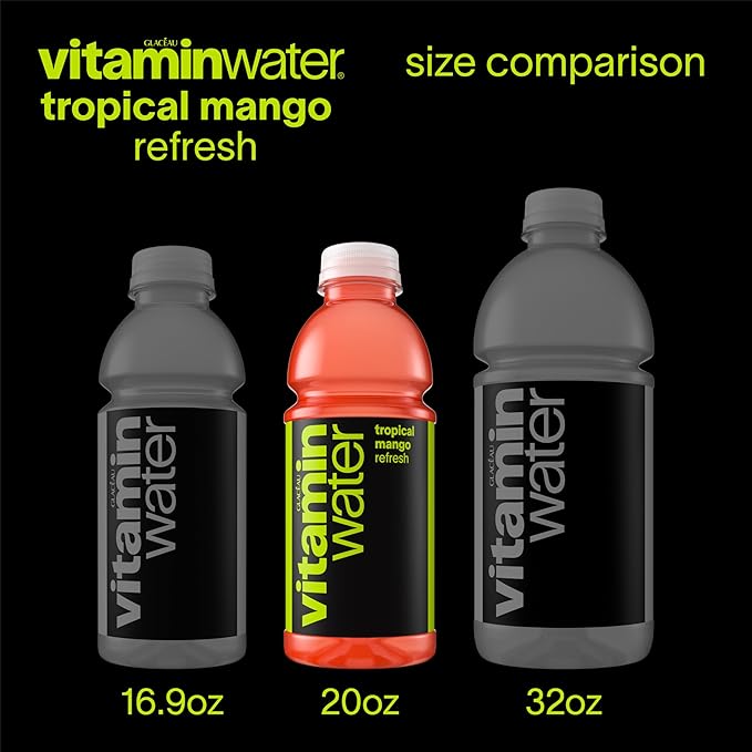 vitaminwater Refresh Tropical Mango Nutrient Enhanced Flavored Water Beverage, 20 fl oz Bottles, 12
