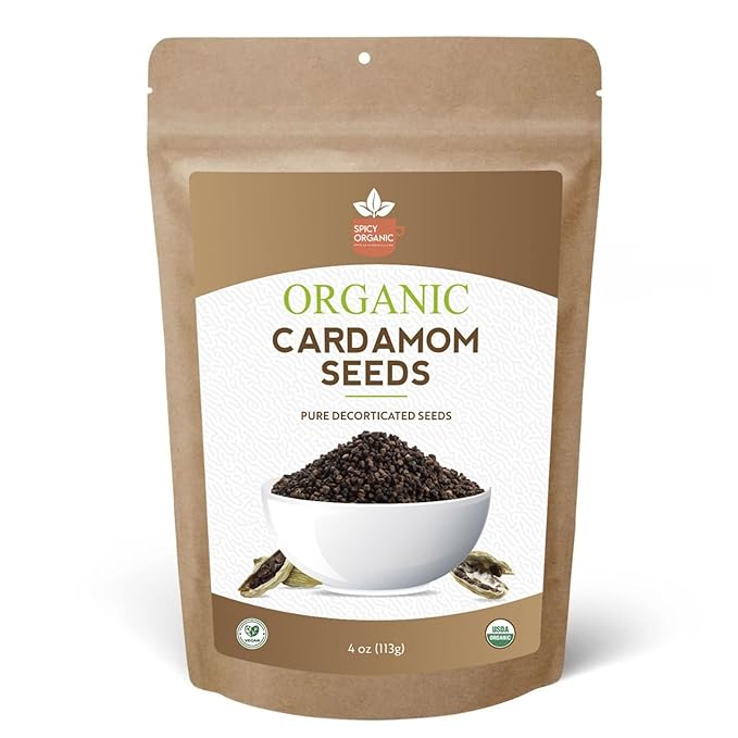 SPICY ORGANIC Premium Decorticated Organic Cardamom Seeds – 100% USDA Organic - Perfect for