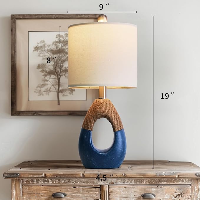 OYEARS 19" Boho Lamp for Bedroom, Bedside for Nightstands, Table Lamp for Living Room,Suitable for