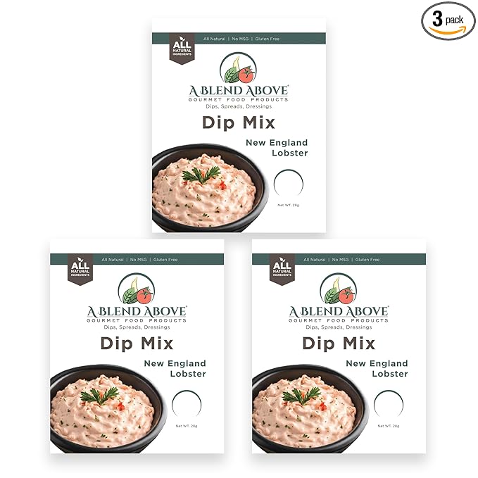 A Blend Above New England Lobster Dip Mix, Variety Pack, 1oz, (3 Pack), Seafood Dip, Gluten-Free