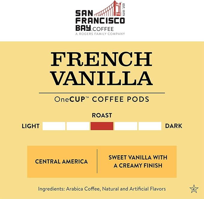 San Francisco Bay Coffee - Flavored Medium Roast - French Vanilla (80 ct) - Single Serve Coffee