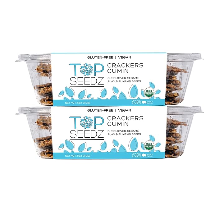 Top Seedz Certified Organic Gluten Free Cumin Seed Crackers | 2-Pack | 5 Ounces | Healthy Vegan