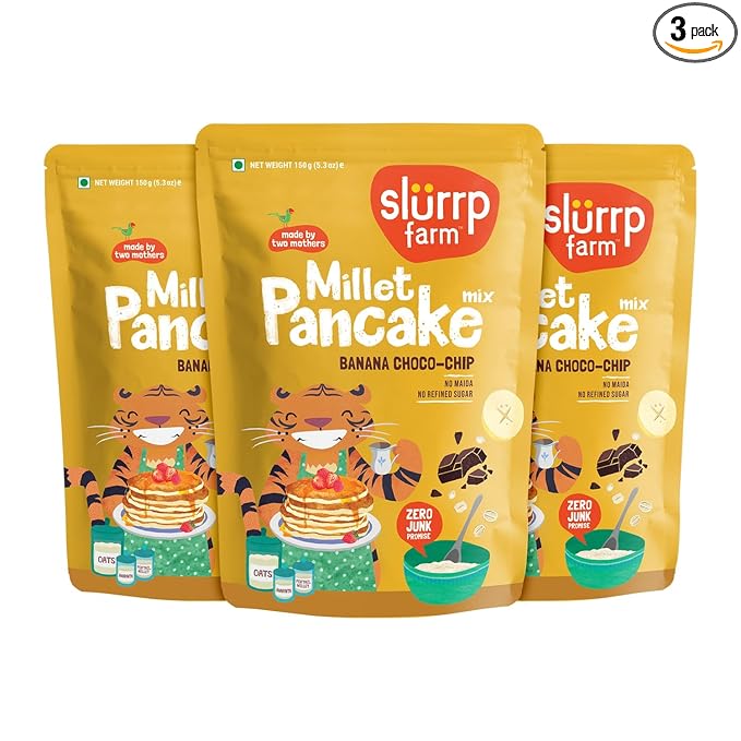Slurrp Farm No Maida Pancake Mix | Instant Breakfast Mix Made with Oats and Jowar | Eggless Healthy