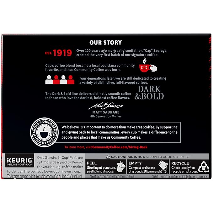 Community Coffee Dark & Bold Exxtra Boost 72 Count Coffee Pods, Compatible with Keurig 2.0 K-Cup