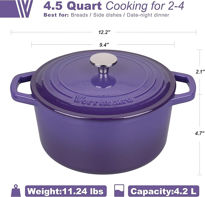 Enameled Cast Iron Dutch Oven Pot with Lid, for Bread Baking, Round Bread Oven- include Sourdough
