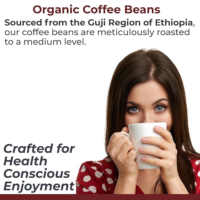 Quantum Organic Whole Roasted Coffee Beans - Medium Roast, From Guji Region of Ethiopia, Crafted