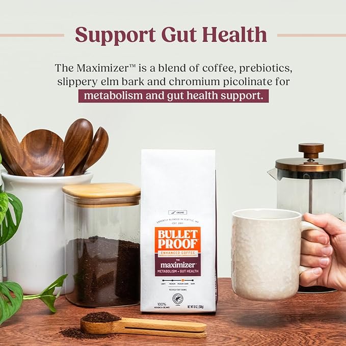 Bulletproof The Maximizer Ground Coffee, 10 Ounces, Clean Coffee with Prebiotics, Metabolism and