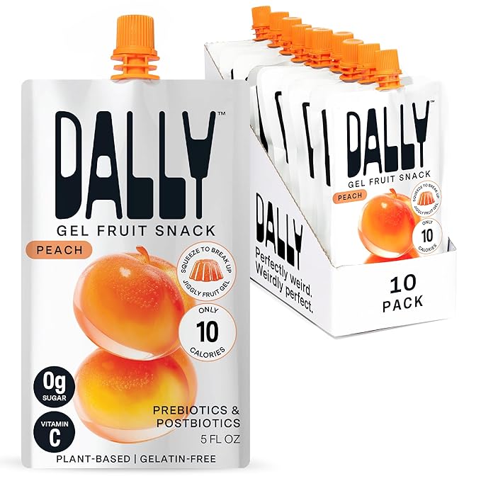 Dally Peach Drinkable Konjac Jelly (10 Pouches) ??10-Calorie, Zero Sugar Korean Fruit Snack