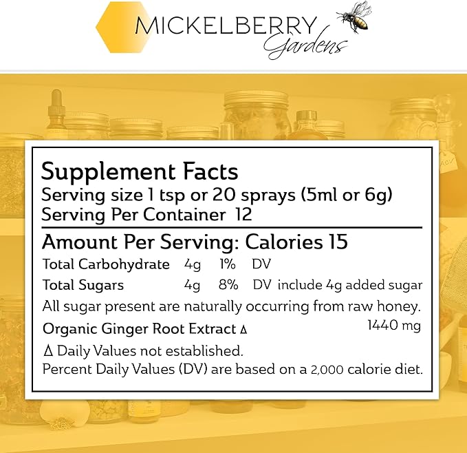 Mickelberry Gardens Immune Support Ginger Honey Spray ??Organic Ginger Shots & Syrup for Immunity