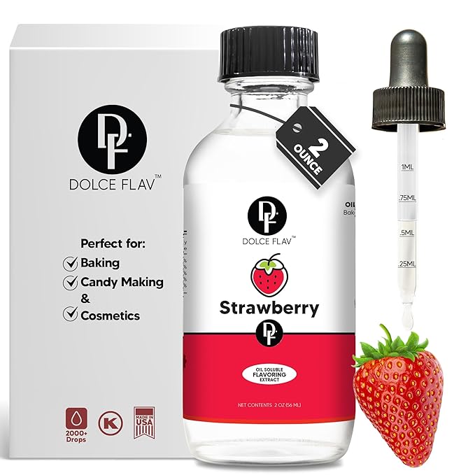 Dolce Flav Strawberry Extract ??2 Ounce Oil-Soluble Kosher, Sugar-Free, Concentrated Berry Flavor
