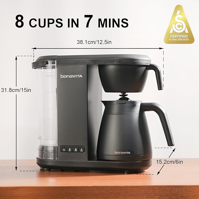 Bonavita Enthusiast 8 Cup Drip Coffee Brewer, Pour Over, SCA Certified Coffee Machine with Thermal