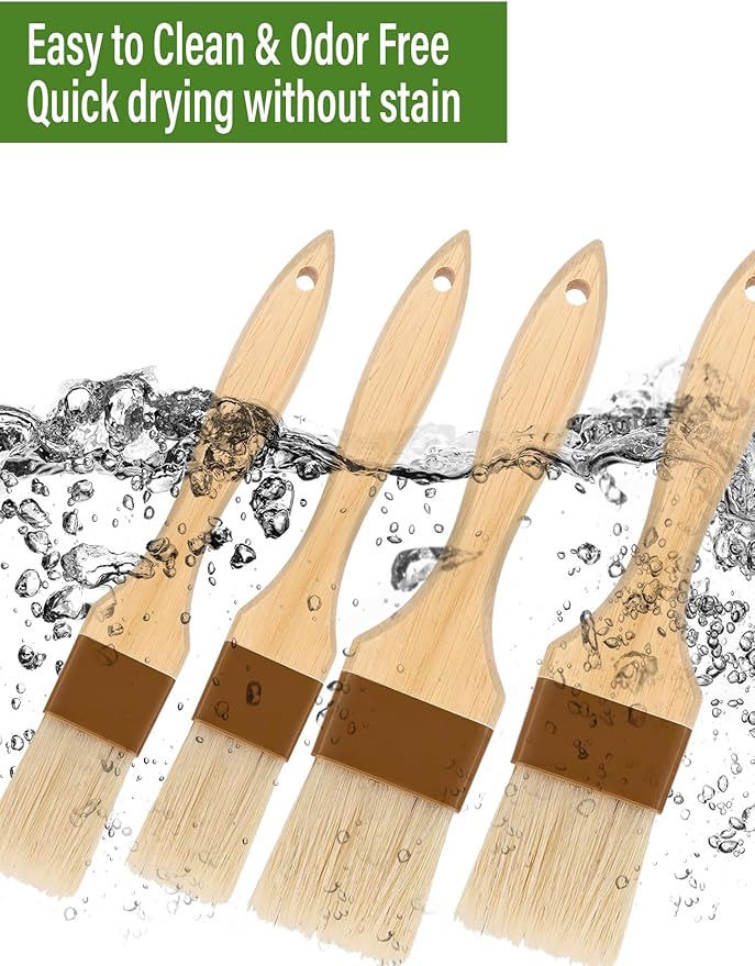 Basting Brush,Pastry Brush 1.5" & 1" - Natural Bristle Cooking Brush for Baking,Not Shed Food Grade