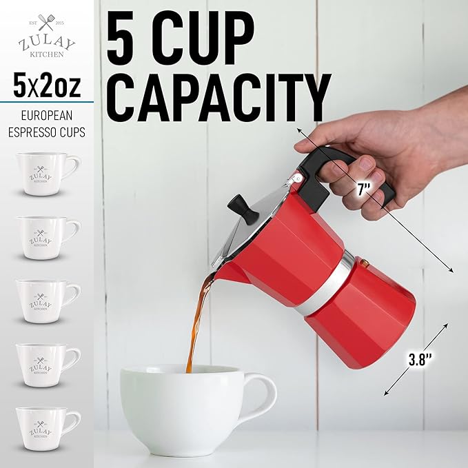 Zulay Classic Italian Style 6 Espresso Cup Moka Pot, Stovetop Espresso Maker for Great Flavored
