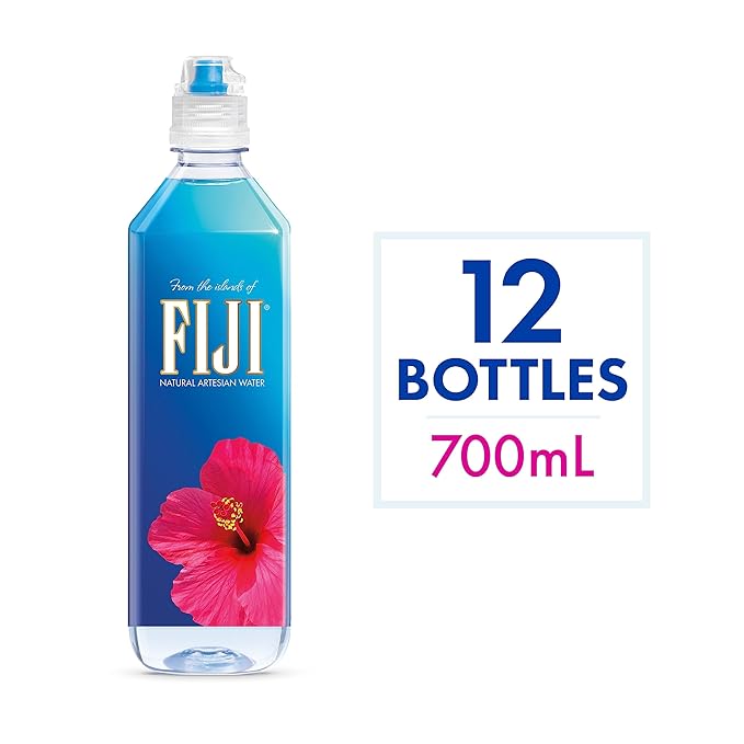 FIJI Natural Artesian Bottled Water 700mL / 23.7 Fl Ounce (Pack of 12) - Sports Cap - 100% Natural