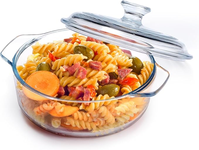 NUTRIUPS Mini Glass Casserole Dish with Lid Oven Safe Round Casserole Dish 6" Glass Baking Dish
