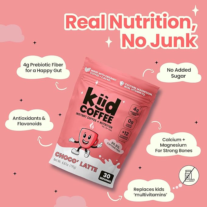 Kiid Coffee - 99.9% Caffeine-Free Organic Coffee for Kids - As Seen on Shark Tank - 12 Vitamins &