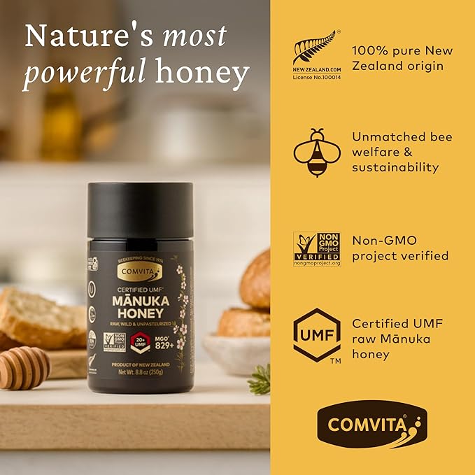 Comvita Manuka Honey UMF 20+ (MGO 829+) - Raw Manuka Honey New Zealand, Pure & Unpasteurized