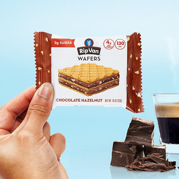 Rip Van Chocolate Hazelnut Wafer Cookies, Keto, Non-GMO, Healthy Snacks, Low Carb & Low Sugar (2g)
