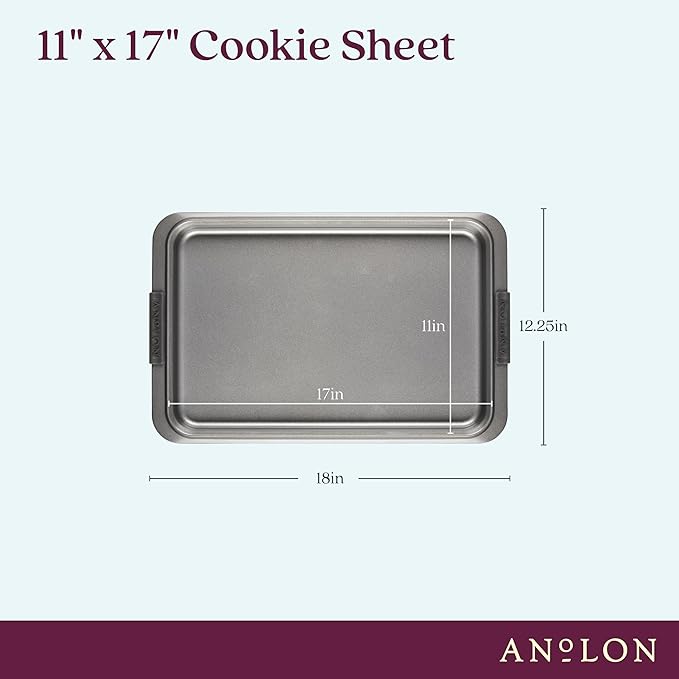 Anolon Advanced Nonstick Bakeware with Grips, Nonstick Cookie Sheet / Baking Sheet - 11 Inch x 17