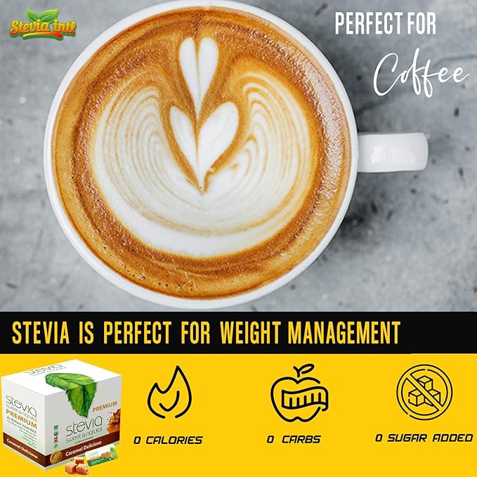 Caramel Delicioso Organic Stevia Powder. All-Natural Sweetener, Sugar Substitute Highly