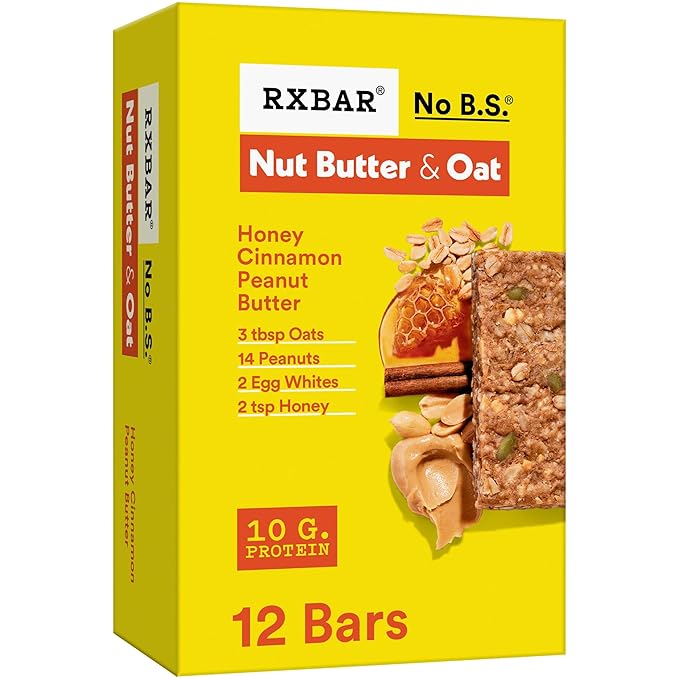 RXBAR Nut Butter and Oat Protein Bars, Protein Snacks, Snack Bars, Honey Cinnamon Peanut Butter