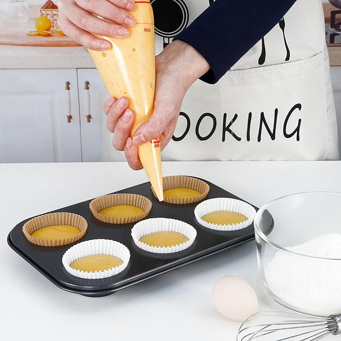 [300Pcs] Caperci Standard White Cupcake Liners for Baking - Odorless Greaseproof Paper Muffin