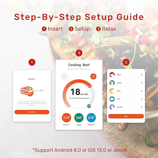 S Pro Bluetooth Wireless Meat Thermometer, 1080°F Heat, 6 Sensors, Enhanced Signal Base, EasySmart