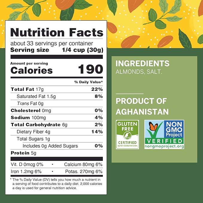 Ziba Foods Heirloom Shakhurbai Almonds | Salted & Dry Roasted Almonds | Non-GMO, Vegan, Gluten Free