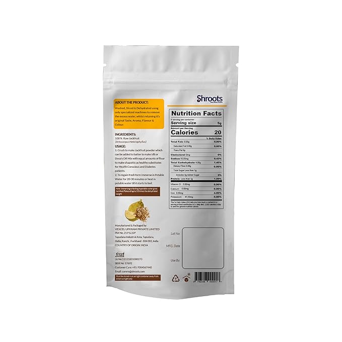 SHROOTS Dehydrated Jackfruit Flakes Pure Vegetarian Gluten-Free No Added Salt Easy Cooking